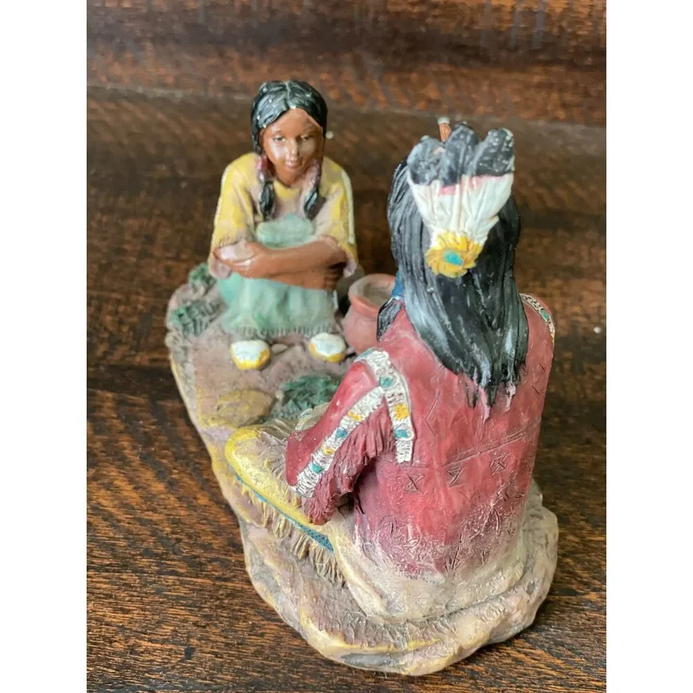 Vintage Native American Storyteller Figurine Elder & Child Southwestern Decor